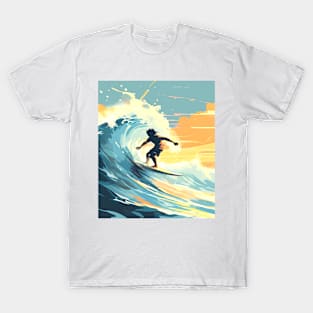 Retro Surfing Silhouette, Sports Graphic Design T-Shirt